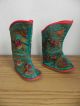 Fantastic Pair Of Chinese Silk Or Similar Fabric Childs Shoes / Booties - 20th C Textiles photo 1