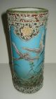 Antique Nippon Hand Painted Japanese Moriage Vase Flying Cranes Turquoise Signed Vases photo 1