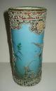 Antique Nippon Hand Painted Japanese Moriage Vase Flying Cranes Turquoise Signed Vases photo 5