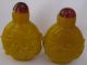 2 Pcs Rare Antique Peking Glass Carved Dragons Snuff Bottle Collection Snuff Bottles photo 2