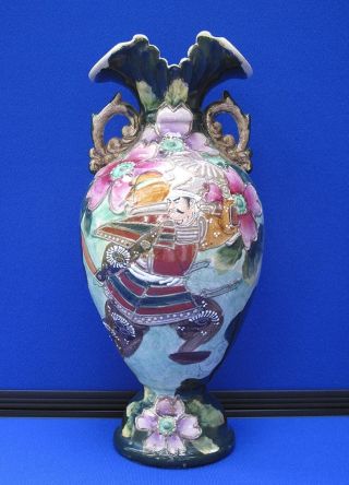C1800s Fine Antique Japanese Porcelain Or Pottery Large Samurai Satsuma Vase photo