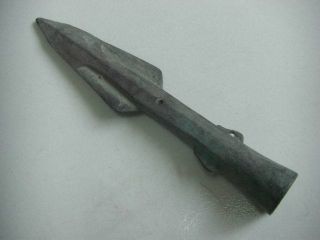 Chinese Weapon Bronze Sword Spearhead Round Handle Old photo