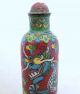 3 Chinese Cloisonne Snuff Bottles W/ Famille Rose,  Dragons & Flower Designs Snuff Bottles photo 10