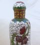 3 Chinese Cloisonne Snuff Bottles W/ Famille Rose,  Dragons & Flower Designs Snuff Bottles photo 8