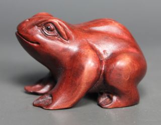 Chinese Old Boxwood Handwork Carving Frog Netsuke photo