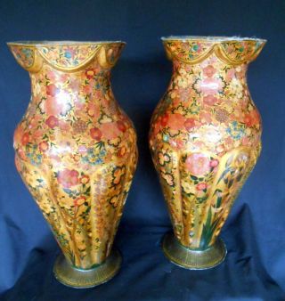 Large Decorative Pair Islamic Indian Kashmiri Vases photo