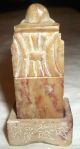 Antique Stone Carved Buddha Shape Chop Stamp Signature Seal W Base Seals photo 1
