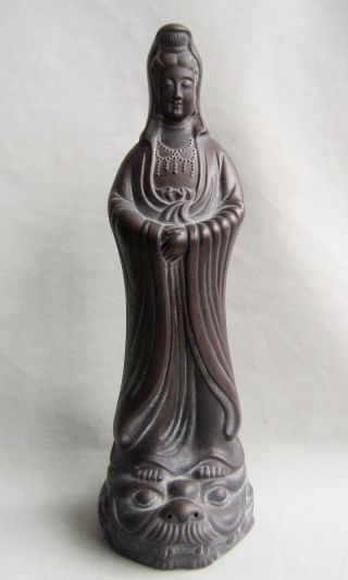 Old Chinese Yixing Violet Arenaceous Goddess Of Mercy Statue photo