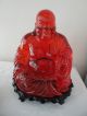 Antique Chinese Amber Or Resin Carving Buddha Budha With Wood Stand Buddha photo 7