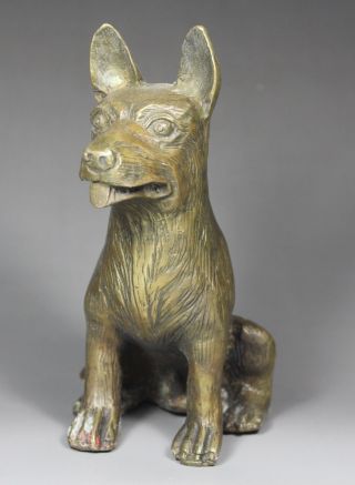 Chinese Handwork Dog Old Copper Statue photo