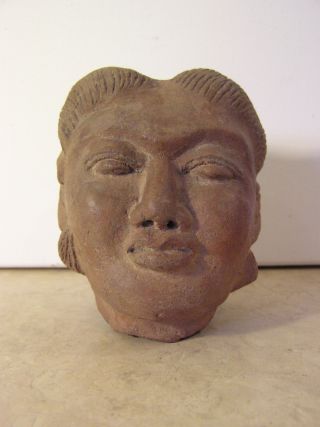 Large Majapahit Terracotta Head Of A Woman 14th Century photo