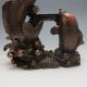 Chinese Bronze Copper Carved Double Carp Jumping Fish Dragon Door Statue Incense Burners photo 2