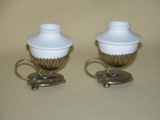 Asian Design Silverplate Cups With Lotus Leaf Bases photo
