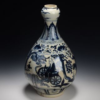 Antique Chinese Style Blue And White Pattern Vase Made At 400 Years Ago 093 photo