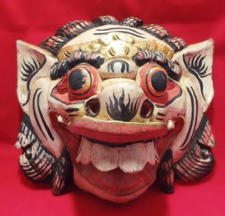 Wood Carved Face Mask - Wall Hanger - Asian,  Tribal - Demonic photo