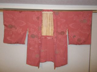 Japanese Vintage Mum & Piony Haori Jacket Silk Kimono photo