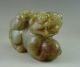 Fine Old Chinese Hetian Jade Carved Double Lions And Ball Carving 450g Other photo 1