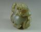 Fine Old Chinese Hetian Jade Carved Double Lions And Ball Carving 450g Other photo 6