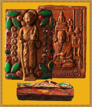 Real Thai Amulet Buddha Pendent Phra Somdej Tho Back Siwelee Jems&jade Very Rare photo