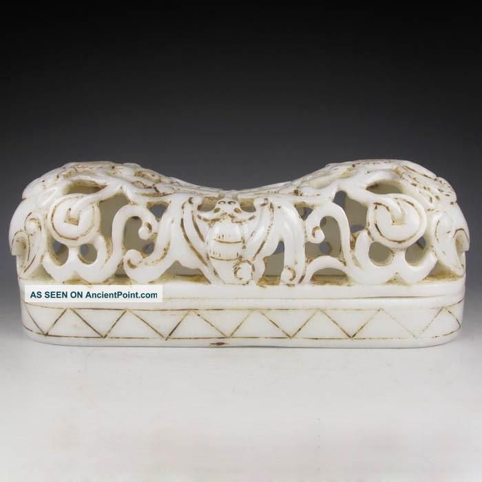 Chinese Hollowly - Carved Jade Statue - Fortune Bat & Ancient Coin Nr Other photo