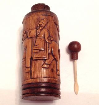 Vintage Hand Carved Wooden Snuff Bottle photo