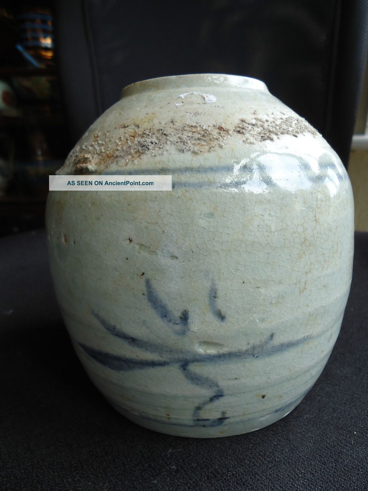 Antique 17thc Ming Dynasty Kitchen Pottery Ginger Jar Vase Porcelain photo