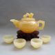 100% Chinese M Topaz Jade Carved Bamboo Teapot + Four Cups Nr Other photo 1