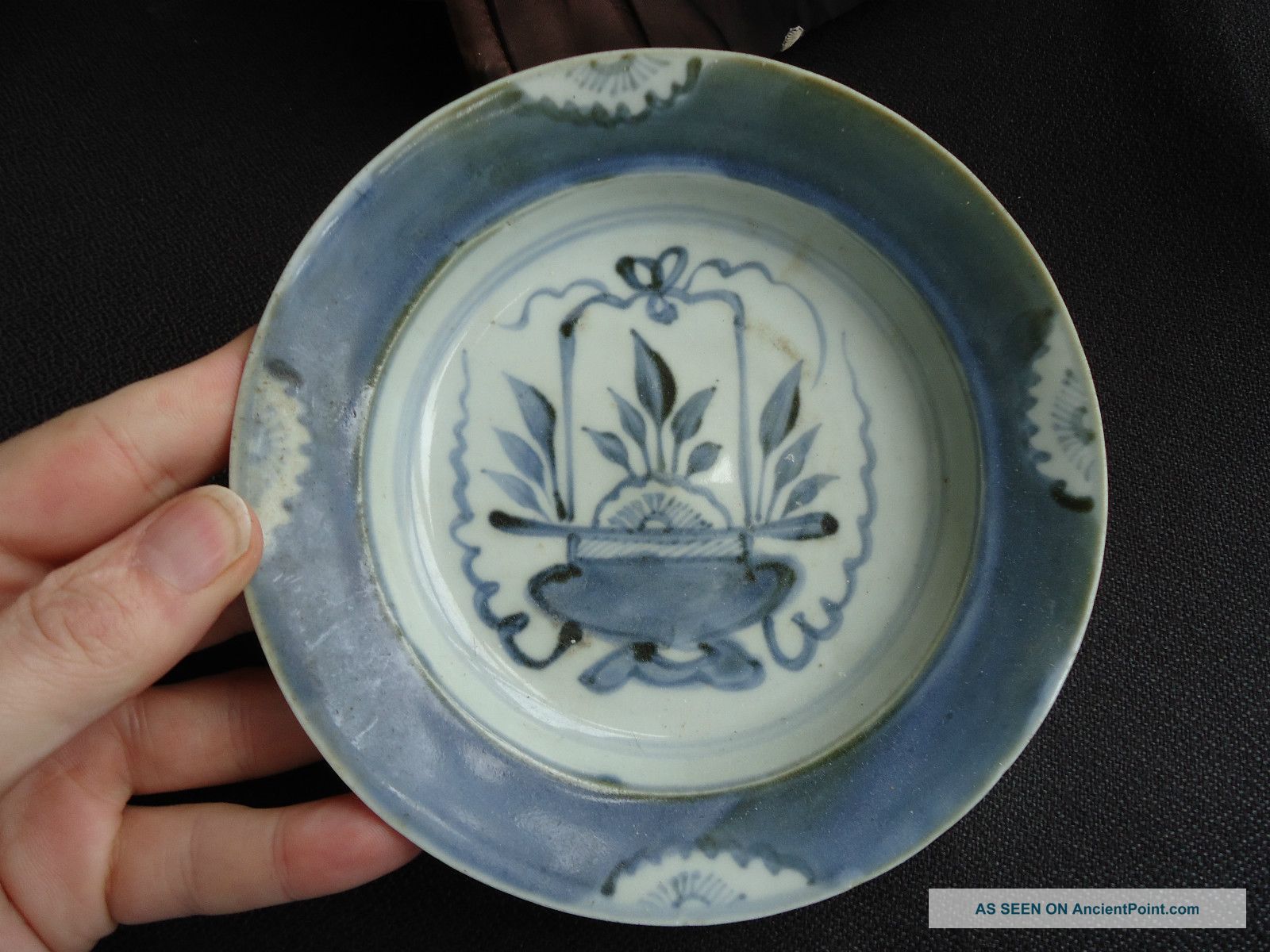 15thc Ming Dynasty Blue & White Vase Designed Plate Bowl Signed Bowls photo