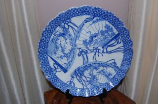 19thc Large Japanese Blue And White Arita Charger photo