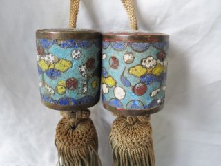 Antique Japanese/chinese Cloisonne Champleve Enamel Tassle Scroll Weights photo