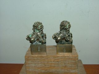 A Pair Of Bronze Lion Weights photo