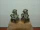 A Pair Of Bronze Lion Weights Amulets photo 2
