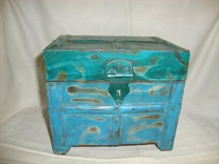 Old Rare Vintage Wooden Painted Jewellery Islamic Box photo