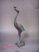 Js645 Rare,  Chinese Bronze Carved Crane Turtle Other photo 4