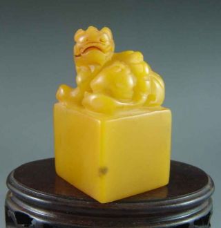 Chinese Shoushan Stone Carved Lion Seal photo