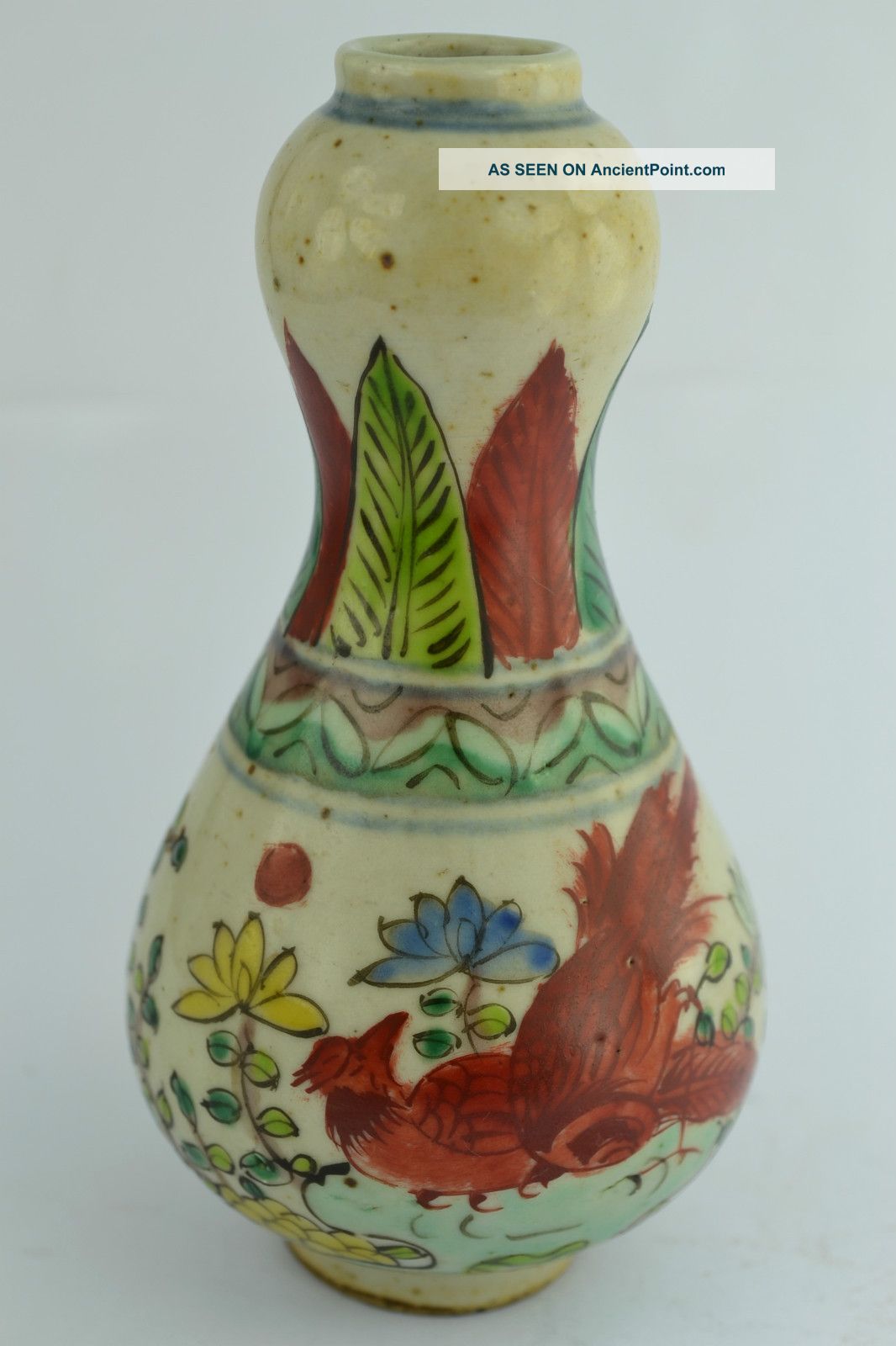 China Rare Collectibles Old Wonderful Handwork Porcelain Bird Flower Vase +++++ Vases photo