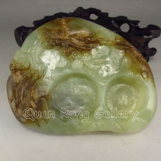 Chinese Hetian Jade Inkstone W Plum Flower Nr photo