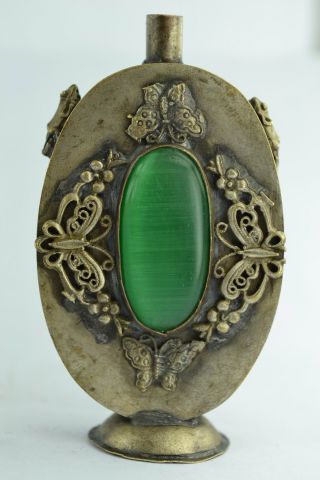 Asian Old Collectibles Decorated Wonderful Handwork Jade Butterfly Snuff Bottle photo