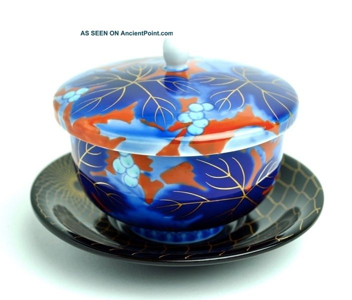 Japanese Arita Fukagawa Tea Cup Signed + Lacquer Tray Other photo