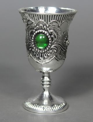 Chinese Old Silver - Plated Wonderful Handwork Inlay Bead Wine Cup ☆☆☆☆☆ photo