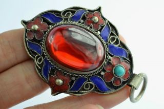 China Rare Collectibles Old Decorated Handwork Zircon Cloisonne Pendant ++++++++ photo