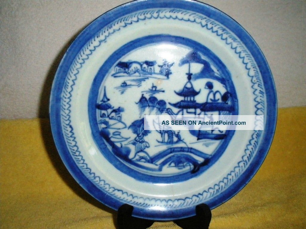 19th Century Chinese Export Canton Plate - Blue And White Plates photo