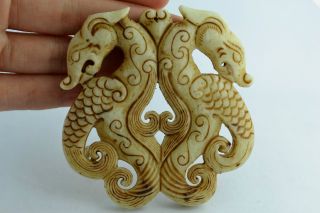 China Rare Collectibles Old Decorated Handwork Jade Carving Dragon Pendant ++++ photo