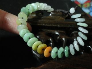 Perfect 100%natural A Jade Jadeite Barcelet/bangle 31 Beads A Jadeite Flat Beads photo