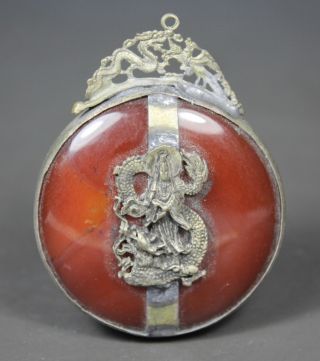 Chinese Old Jade Handwork Dragon Kwan - Yin Pendant photo