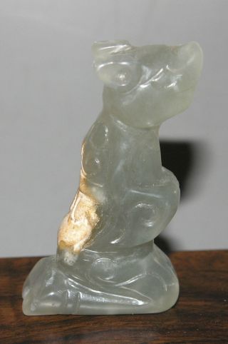 Ancient Chinese Hetian Jade Hand - Carved Jade Pendant Statue (kneeling Beast) 2.  5in photo