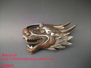 Js671 Chinese Bronze Carved Statue ' Dragon ' Belt Buckle photo