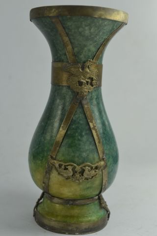 China Old Rare Handwork Decorated Jade Armoured Dragon Wonderful Vase photo