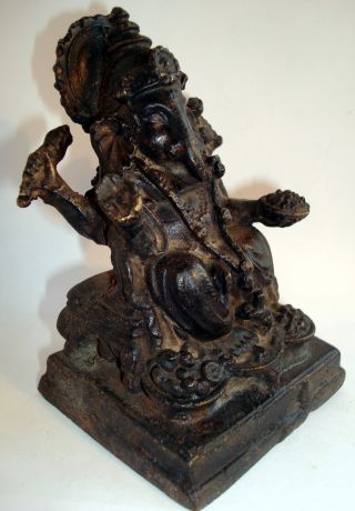 Attractive Larger Bronze Seated Khmer Ganesh Statue,  Buddha,  From Angkor Wat photo