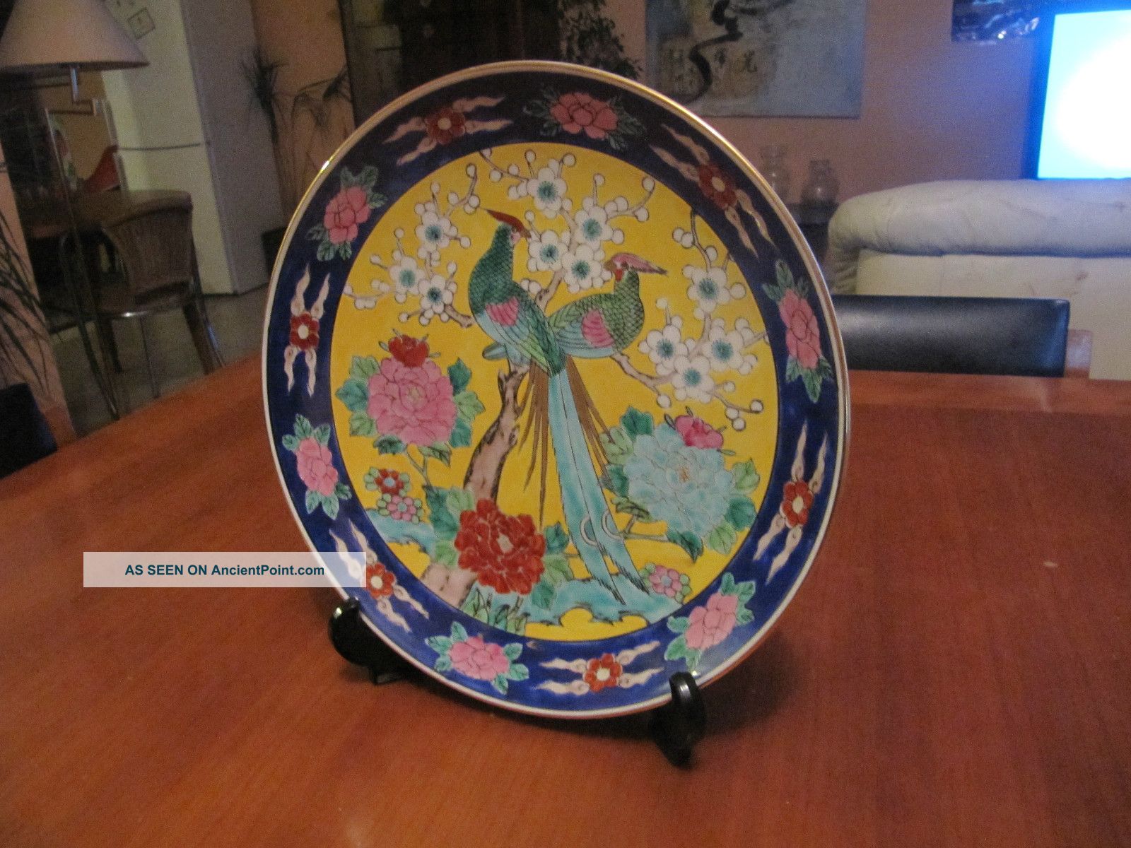 Japanese Birds Dish Plate Enameled Polychrome Porcelain Plates photo